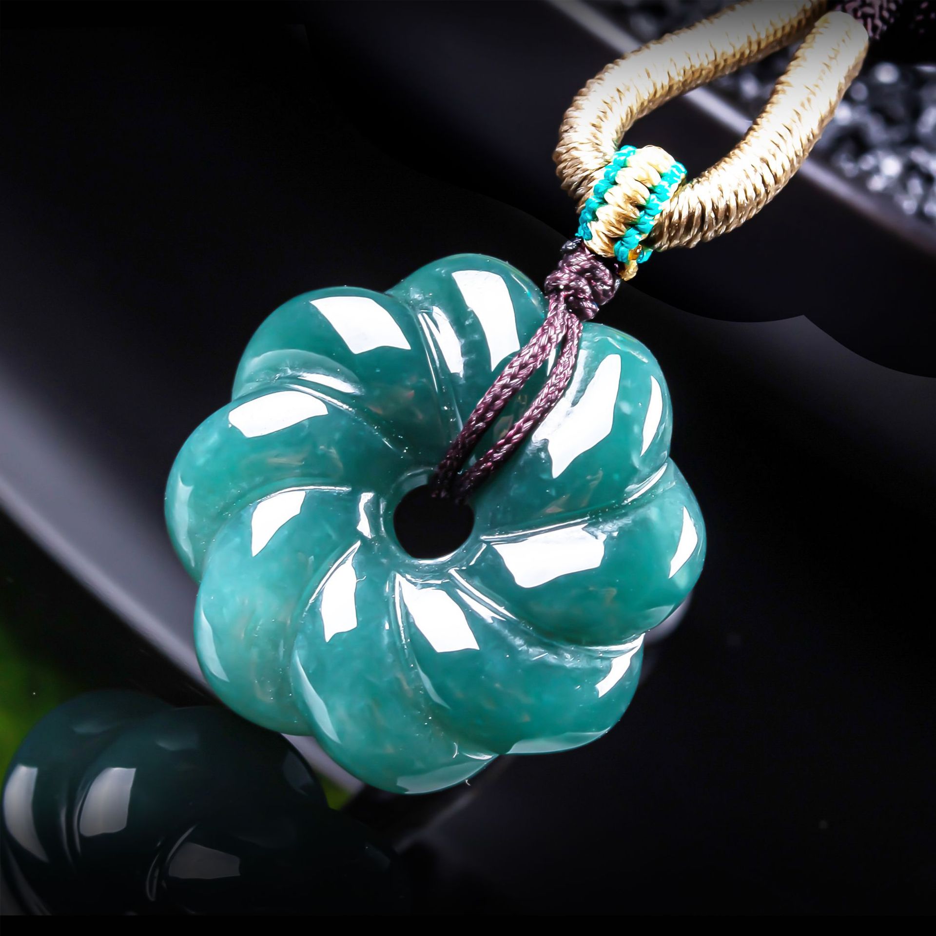 Necklace Pendant - Natürlicher burmesischer Jadeit-Blumenanhänger Halskette Accessoires Edelstein-Talismane