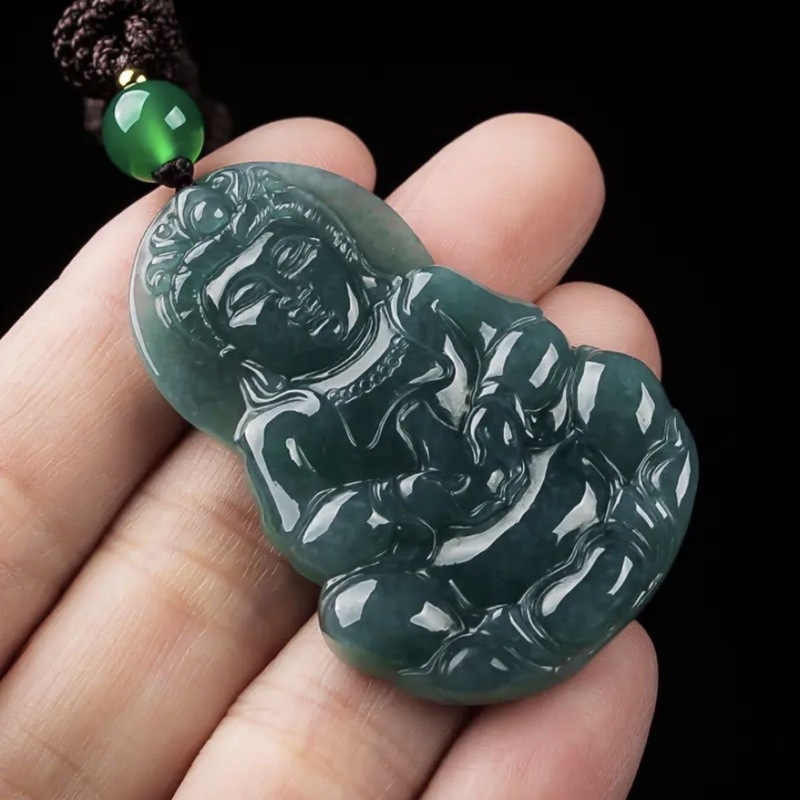 Jewelry & Watches Company - Echter A-Klasse Guanyin-Buddha, blauer Anhänger für