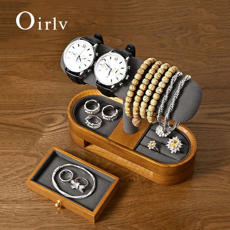 Jewelry Box With Watches - Oirlv Massivholz Uhren-Organizer, Regal, T-Bar, Uhrenhalter,