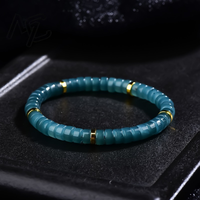 Jewelry & Watches Company - Natürliche Jadeit Blauwasser Abakus-Perlen Spacer-Armband Luxus-Qualitätsschmuck