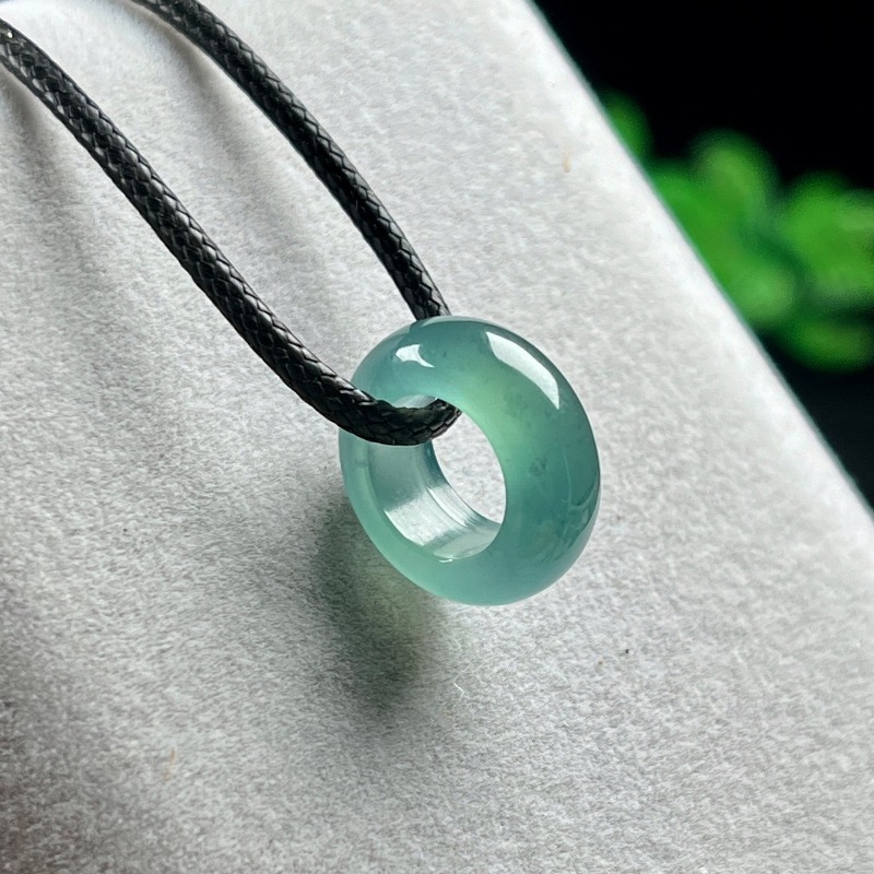 Necklace Pendant - Natürlicher Smaragd Blauwasser Glücksperlen-Ring Anhänger Myanmar