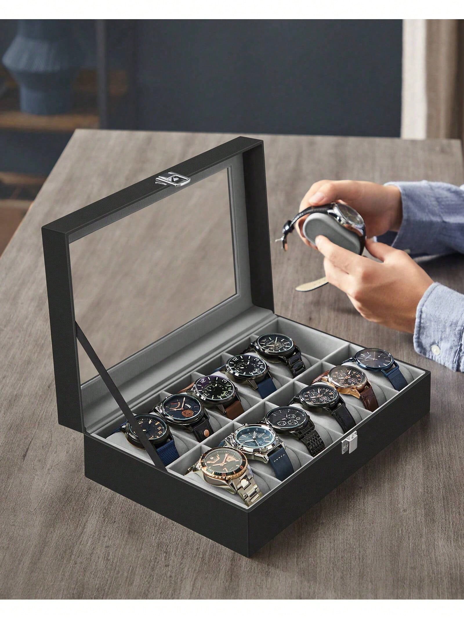 Abschließbare Uhrenbox mit 12  – Jewelry Box With Watches Bewertung und Preis
