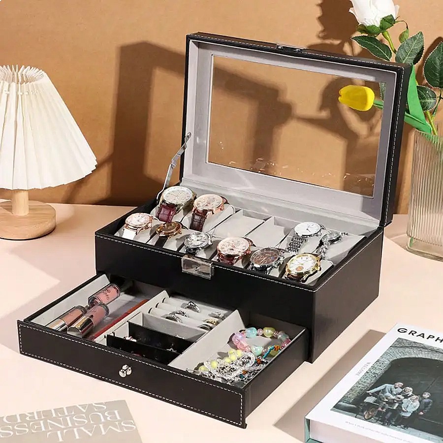12-Fach-Uhrenbox mit Schublade – Jewelry Box With Watches Bewertung und Preis