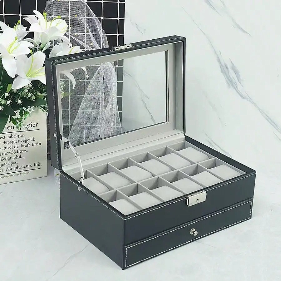 12-Fach-Uhrenbox mit Schublade – Jewelry Box With Watches Bewertung und Preis