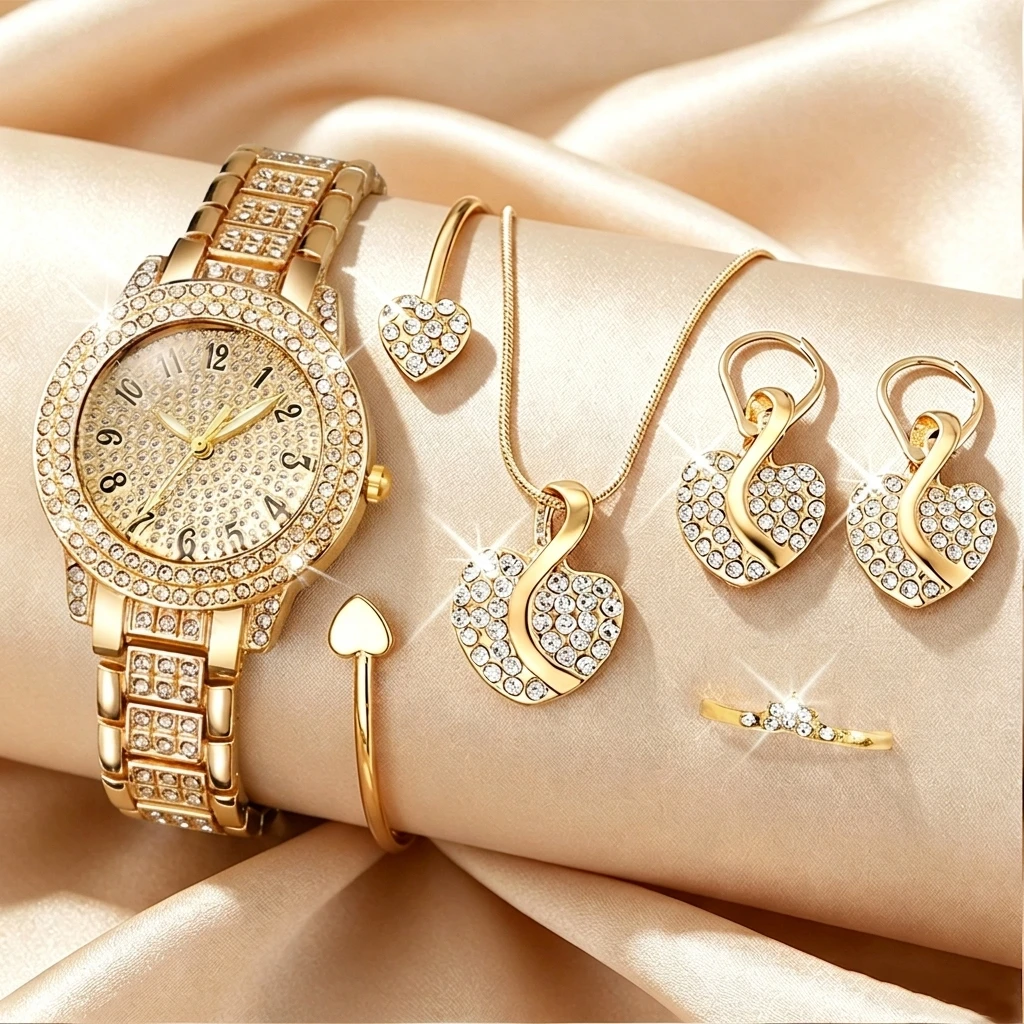 6-teiliges Modisches Strass-Uh – Jewelry Clasp Watches Bewertung und Preis